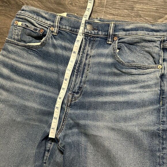 NWT AE77 Stovepipe Jeans Size 14 Light Blue Denim Raw Hem Eco-Friendly Materials - Picture 6 of 9